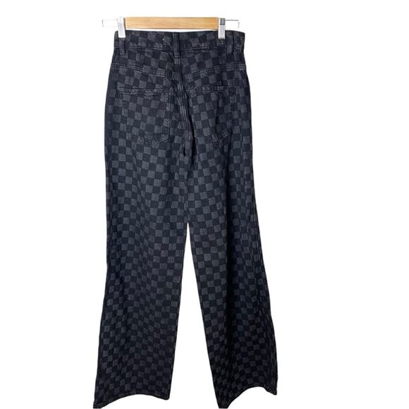Pacsun Eco Black/Gray Checkerboard High Waisted Baggy Jeans, Relaxed Weekend, 24 - Picture 7 of 11